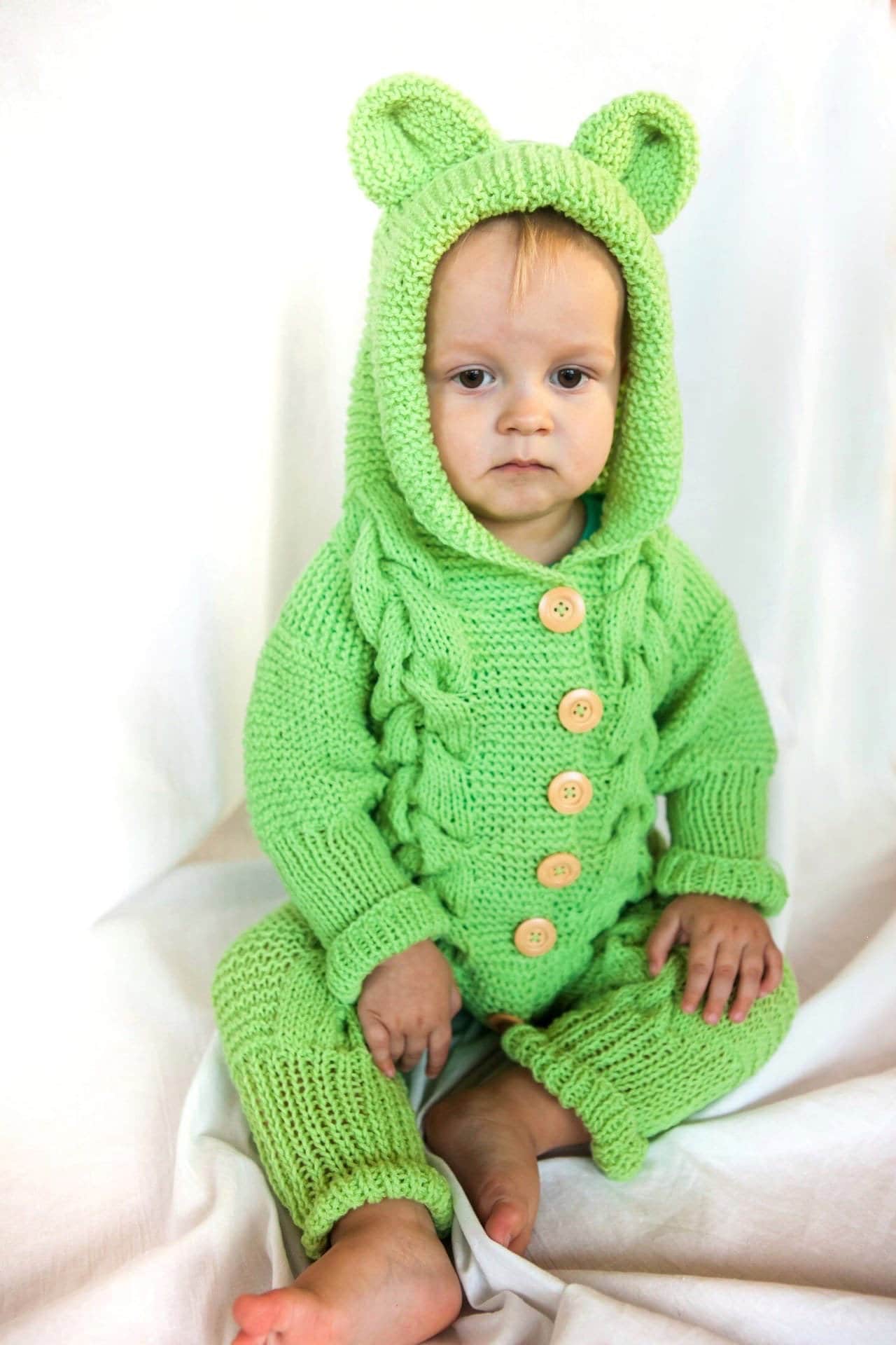 Pink Jumpsuit With Ears Knitting Jumpsuit With a Hood Overall Gift for