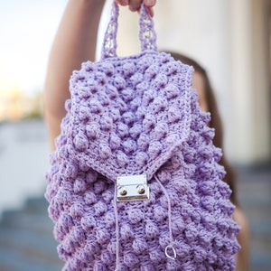 PATTERN Bobble Crochet backpack pattern Cruise backpack tutorial Easy crochet backpack pattern flap crochet gift for granddaughter image 7