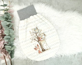 Pucksack / Strampelsack, 0- 6 Monate, Forest Friends großes Bild, Schlafsack für Babys, Geschenk zur Geburt, Pucksack für Mädchen oder Junge