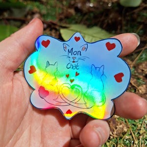 Stickers mon chat holographique pour couple en cadeau