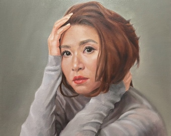 Custom Oil Painting from Photo – Hand Painted Portrait Commission, Anniversary / Valentine's Gift for Her