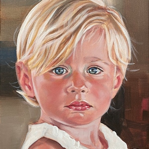 Custom Portrait Painting from Photo, Hand-painted Portrait Commission, Child Portrait, Baby Portrait, Oil Portrait on canvas, Mother's Day image 3