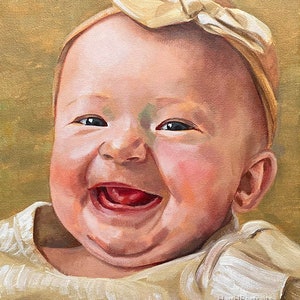 Custom Portrait Painting from Photo, Hand-painted Portrait Commission, Child Portrait, Baby Portrait, Oil Portrait on canvas, Mother's Day image 4