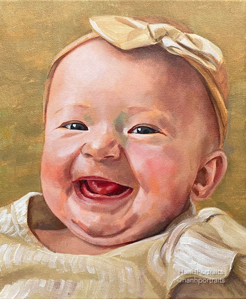 Custom Portrait Painting from Photo, Hand-painted Portrait Commission, Child Portrait, Baby Portrait, Oil Portrait on canvas, Mother's Day image 4