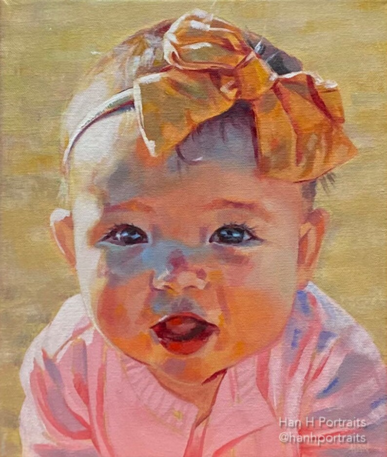 Custom Portrait Painting from Photo, Hand-painted Portrait Commission, Child Portrait, Baby Portrait, Oil Portrait on canvas, Mother's Day image 8