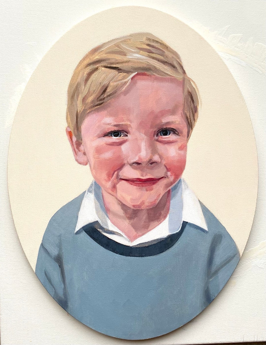 Custom Oil Painting From Photo: Hand Painted Portrait on Canvas Oval ...