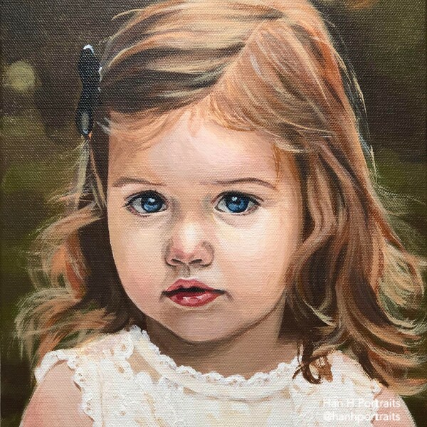 Aangepaste portretschilderij van foto, handgeschilderde portretcommissie, kinderportret, babyportret, olieportret op canvas, Moederdag