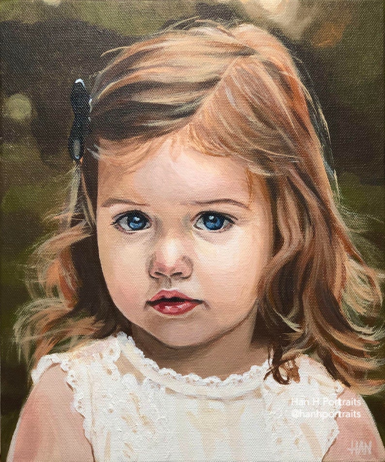 Custom Portrait Painting from Photo, Hand-painted Portrait Commission, Child Portrait, Baby Portrait, Oil Portrait on canvas, Mother's Day image 1