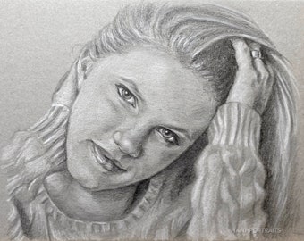 Custom Pencil Portrait, Hand Drawn Portrait from Photo, Birthday gift, Art commission, Pencil drawing on Paper, Immortalise Special Memory