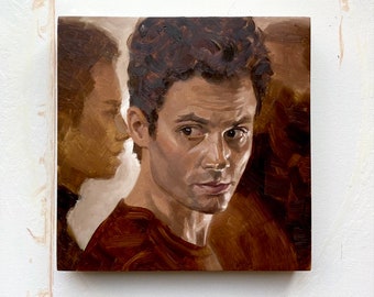 Original Oil Painting, Penn Badgley, Joe Goldberg Netflix You, Contemporary Art, Home Decor, Portrait Painting