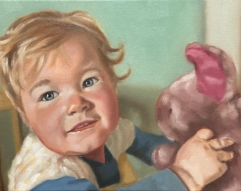 Custom Oil Painting Portrait: Hand-Painted Child or Baby Portrait on Canvas, Birthday / Heirloom Gift