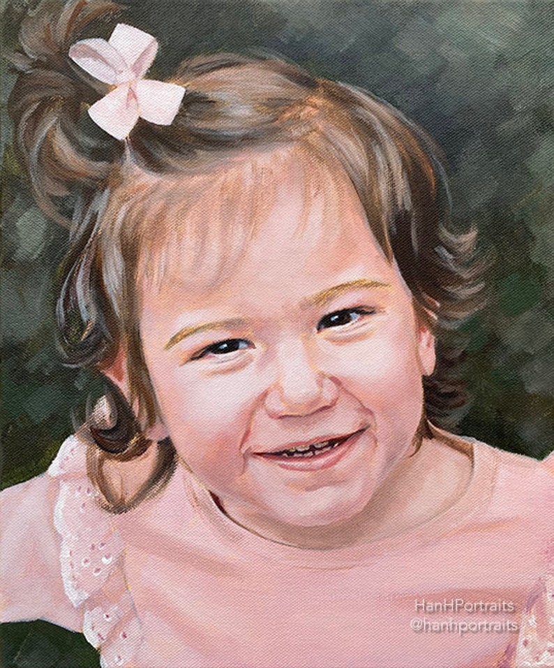 Custom Portrait Painting from Photo, Hand-painted Portrait Commission, Child Portrait, Baby Portrait, Oil Portrait on canvas, Mother's Day image 7