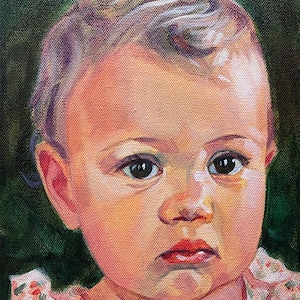 Custom Portrait Painting from Photo, Hand-painted Portrait Commission, Child Portrait, Baby Portrait, Oil Portrait on canvas, Mother's Day image 5