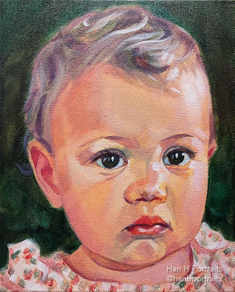 Custom Portrait Painting from Photo, Hand-painted Portrait Commission, Child Portrait, Baby Portrait, Oil Portrait on canvas, Mother's Day image 5