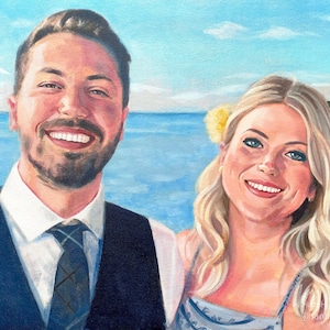 Custom Portrait Painting on Canvas, Hand-painted Portrait Commission,  Couple Portrait, Oil Painting from Photo, Anniversay Gift