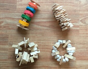 MORE Chinchilla & Small Animal Chew Toy, Kiln Dried Pine Wood Chew Toy, Hanging Chew Toy, Loofah Toy, Rabbit Toy, Chinchilla Toy