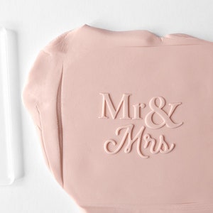 Mr and Mrs Fondant Embosser Stamp and Cutter | Wedding Cookie Stamp,Anniversary Embosser, Debosser, Engagement Fondant Stamp,Bride Embosser