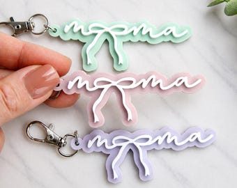 Mama Keychain, Mom Gift, Mother's Day Gift, Bow Keychain, Cute Mama Keychain, Gift for Mom, Acrylic Keychain