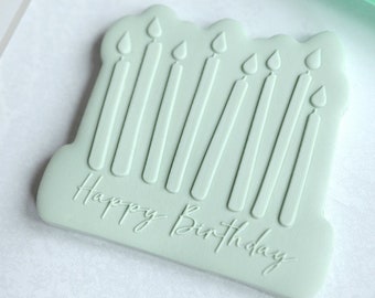 Birthday Candle Plaque - Acrylic Fondant Embosser With Optional Cutter | Cookie Stamp, Birthday Fondant Embosser, Birthday Cookie Cutter