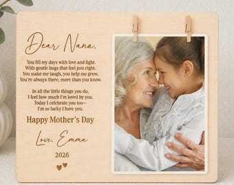 Personalized Engraved Photo Frame, Grandma Gift from Grandkids, Mothers Day Gift for Grandma, Custom Wood Frame, Photo Display Frame