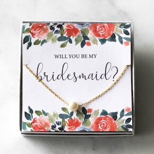 Collana di perle finte per damigella d'onore, Vuoi essere la mia damigella d'onore, Scatola per proposta di matrimonio per damigella d'onore, Gioielli per damigella d'onore, Regalo per damigella d'onore