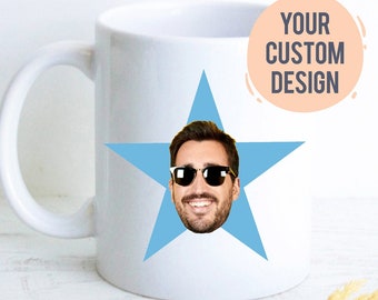 STAR Face Mug #2,Personalized Star Mug, Birthday Gift, Gift for Him, Gift For Her, Christmas Gift, Office, Coworker Gift, Stocking Stuffer