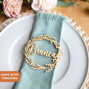 Marque-places personnalisés pour table des Fêtes pour mariage | Décoration de table pour dîner, cartes de visite pour mariage, cadre de table en bois, nom de lieu rustique, mariage