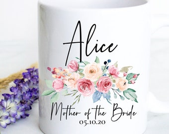 Peach Pink Floral Mother of the Groom Mug, Mother of the Bride Gift, Custom Mug, Wedding Mug, Bridal Party Gift, Matron of Honor Gift