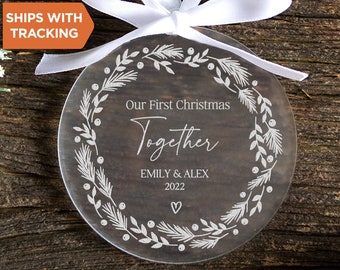 Personalisiertes erstes Weihnachten zusammen Ornament | Neues Paar Andenken, Paare Weihnachtsverzierung, personalisierte neues Paar Geschenkidee Ornament