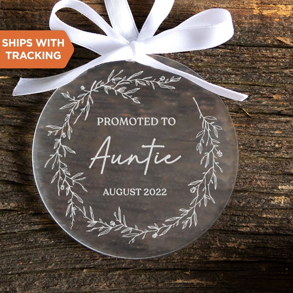 Custom Promoted to Auntie Or Uncle Ornament | Pregnancy Announcement Ornament, Baby Announcement, New Aunt Uncle Ornament, Pregnancy Reveal