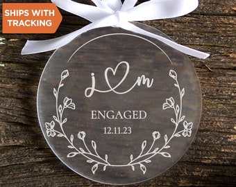 Personalized Engaged Ornament | Custom Engagement Keepsake, Couples Ornament, Engagement Christmas Ornament, Engagement Party Gift Names