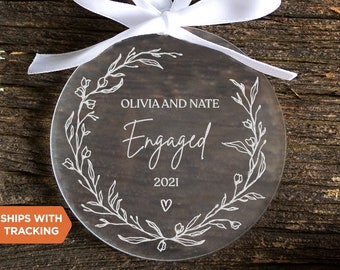 Personalized Engaged Ornament | Custom Engagement Keepsake, Couples Ornament, Engagement Ornament Gift, Engagement Gift, Newly Engaged Gift