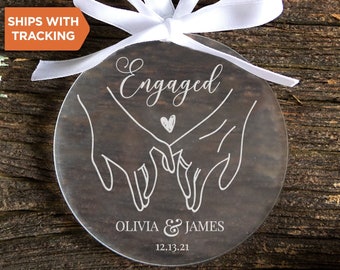 Personalisierte Engagierte Ornament | Benutzerdefinierte Verlobungs-Andenken, Paar-Verzierung, Verlobungs-Weihnachtsverzierung, Verlobungsfeier-Geschenknamen