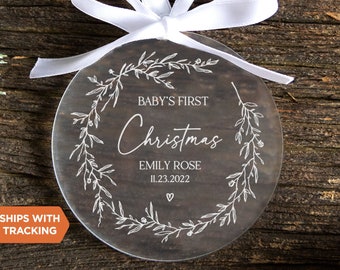 Custom Baby's First Christmas Ornament | New Mom Gift, Baby's First Holiday Gift, New Baby Keepsake, Baby Name Ornament, Newborn Christmas