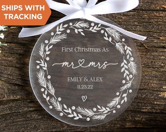 Personalized First Christmas As Mr Mrs Ornament | Newlywed Keepsake, Mr Mrs Christmas Ornament, Wedding Tree Ornament, Newlywed Couples Gift