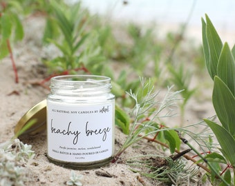 Beachy Breeze Soy Candle | 5oz. Handmade Soy Wax Candle, Hand Poured, Birthday Gift, Housewarming Gift, Home Decor, Summer Candle, Custom