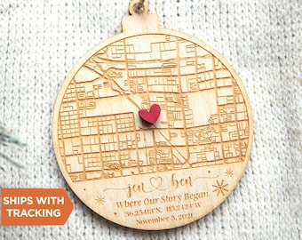 Personalized Map Ornament | Where It All Began Ornament, Couples Ornament,Our First Date, Engagement Gift,Where We Met Map, Anniversary Gift