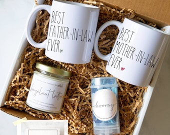 Vater und Mutter des Bräutigams Geschenkbox | Schwiegervater Hochzeitsgeschenk, Schwiegermutter Hochzeitsgeschenk, Geschenkset von Braut, Geschenkbox für FIL MIL