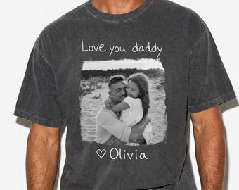 Kids Handwriting Dad Photo Shirt, Custom Picture Shirt For Dad, Personalized Fathers Day Gift From Kids
