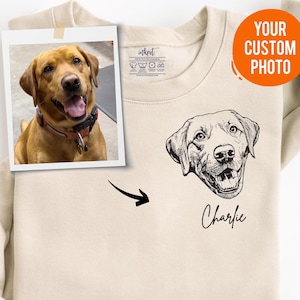 Custom Pet Face Sweatshirt | Custom Dog Photo and Name Sweater, Custom Dog Cat Portrait Gift, Pet Memorial Gift, Dog Mom Gift