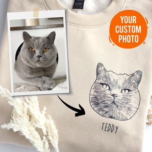 Custom Pet Face Sweatshirt | Custom Pet Photo and Name Sweater, Custom Dog Cat Portrait Gift, Pet Memorial Gift, Dog Mom Gift