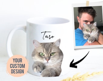 Custom Cat Photo Mug, Pet Portrait, Personalized Cat Lovers Mug, Cat Owner Gift, Cat Mom Dad, Pet Loss Memorial, Personalized Gift, Cat Gift