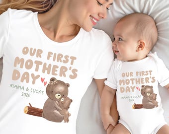 First Mothers Day Matching Shirts, Mommy and Me Outfit, Mother's Day 2026, Personalized Name Year, First Mothers Day Gift Set