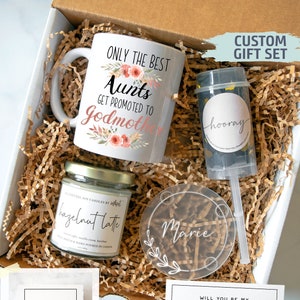 Coffret cadeau personnalisé pour marraine | Nouveau cadeau marraine, cadeau de baptême, fée marraine, proposition pour marraine, seras-tu ma marraine, parrain et marraine