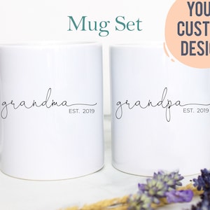 Grandpa and Grandma Individual OR Mug Set, Baby Announcement, New Grandparents Mug, New Grandpa, New Grandma, Pregnancy Announcement image 1