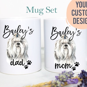 Personalized Dog Mug Set, Dog Coffee Mug, Dog Lover Gift, Custom Dog Gift, Dog Mom, Dog Dad, shih tzu Gift, shih tzu Mug, Dog Owner Gift