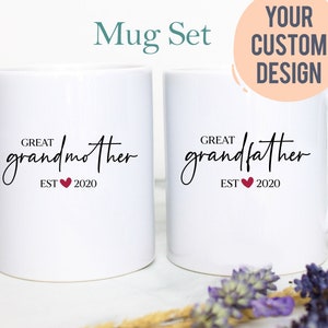 Great Grandpa and Grandma Individual OR Mug Set #2, Baby Announcement, New Grandparents Mug, Great Grandma Pregnancy Great Grandparents Gift