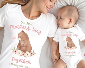 First Mothers Day Matching Shirts, Mommy and Me Outfit, Mother's Day 2026, Personalized Name Year, First Mothers Day Gift Set