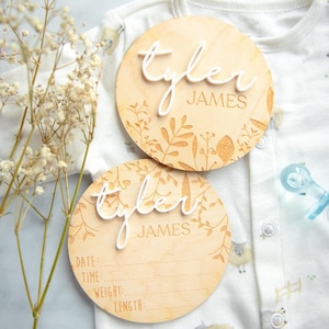 Custom Baby Name Sign | Baby Birth Announcement Sign, Hospital Newborn Photo Prop, Baby by Month Prop, Baby Shower Gift, Wood Birth Plaque