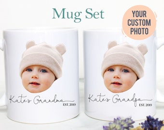 Custom Baby Face Photo Gift For Grandpa Grandma Individual OR Mugset, Personalized Photo Mug, Christmas Gift Grandma, Baby Face Gift Mug